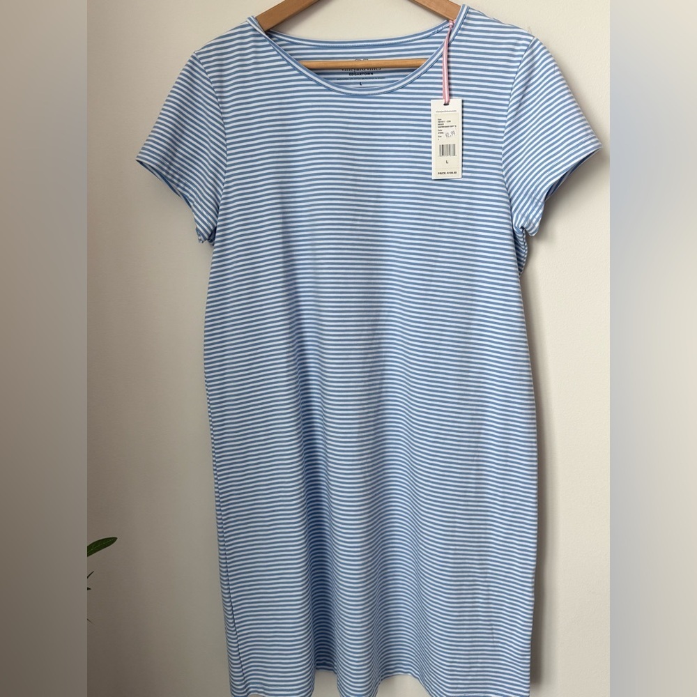 Vineyard Vines Sky Blue and White Striped Dress
